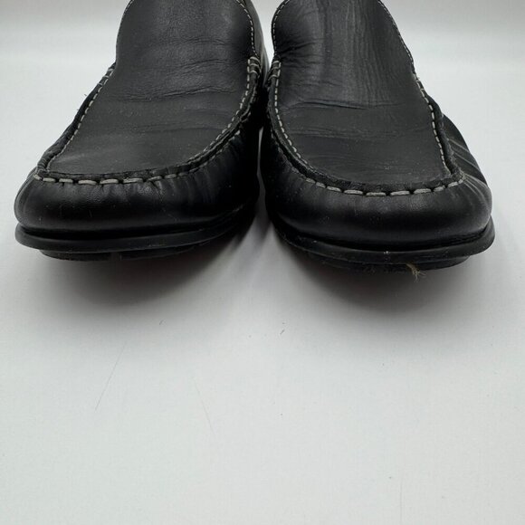 Ecco Mens Black Leather Classic Driving Loafers Size 10 Extra Width Slip-On - Picture 5 of 9